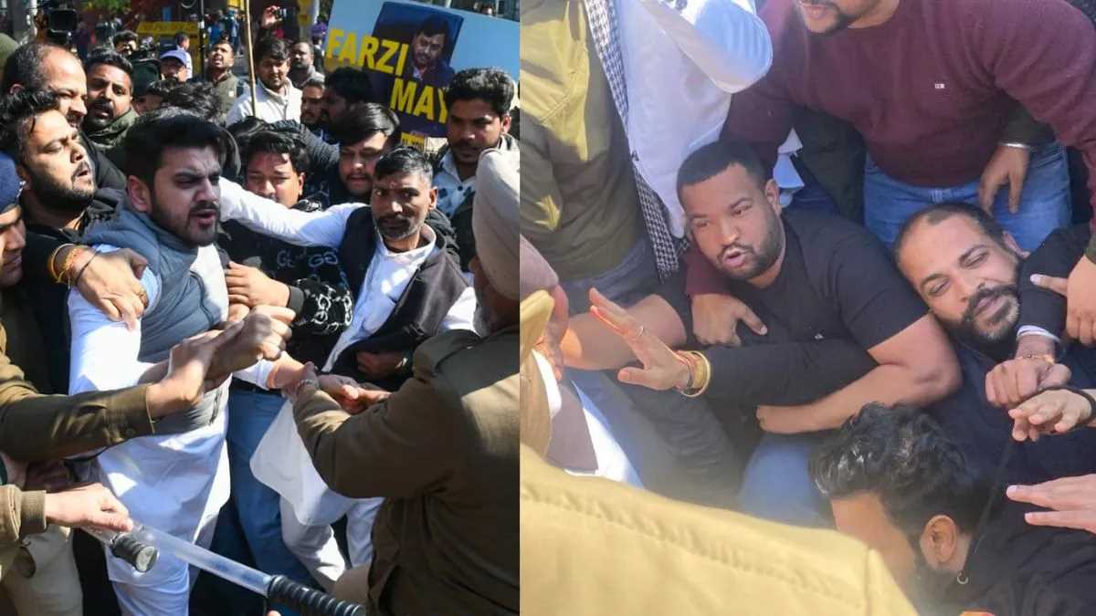 युवा कांग्रेस कार्यकर्ताओं पर चंडीगढ़ पुलिस का लाठीचार्ज